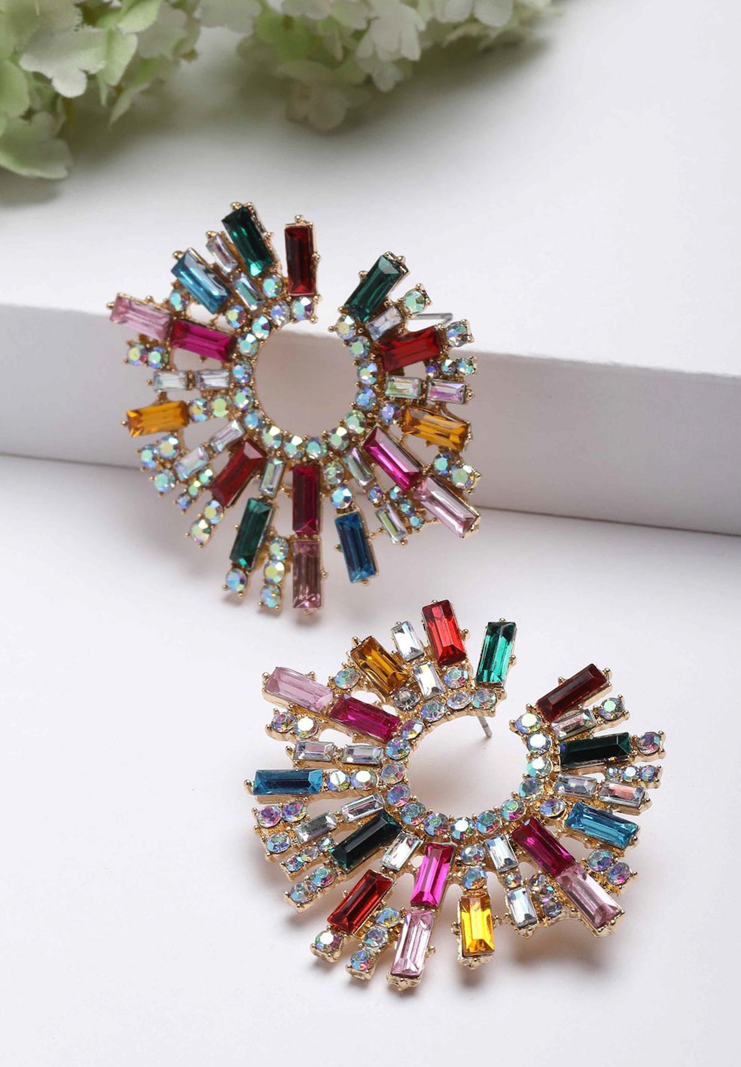 Boucles d'oreilles cristaux de soleil multicolores