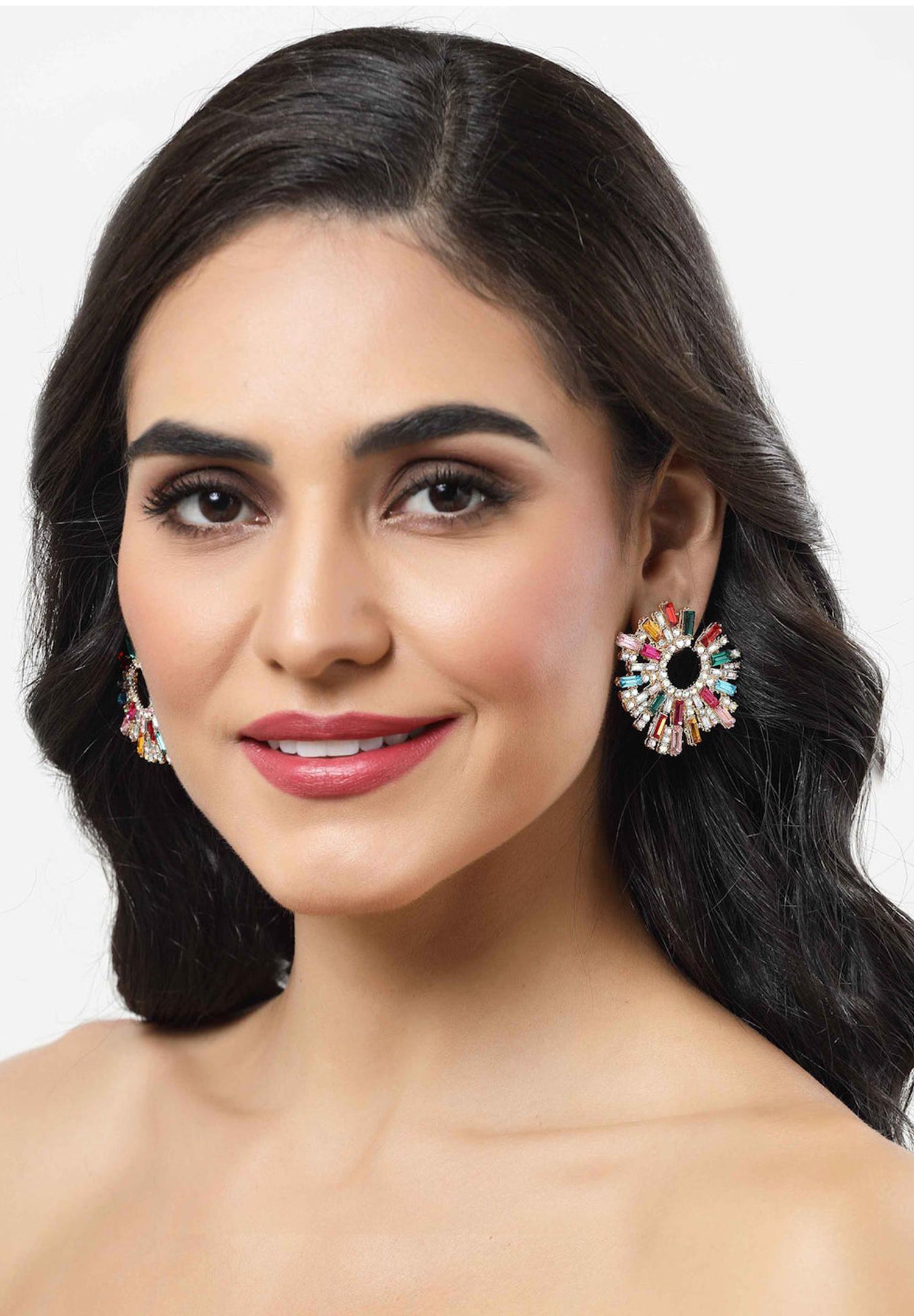 Boucles d'oreilles cristaux de soleil multicolores
