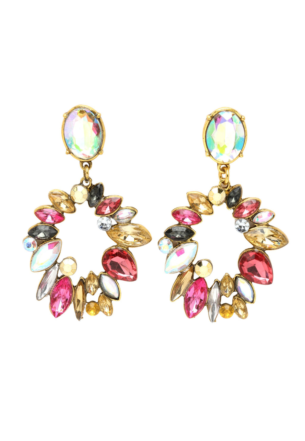 Elegant Crystals Studded Drop Earrings