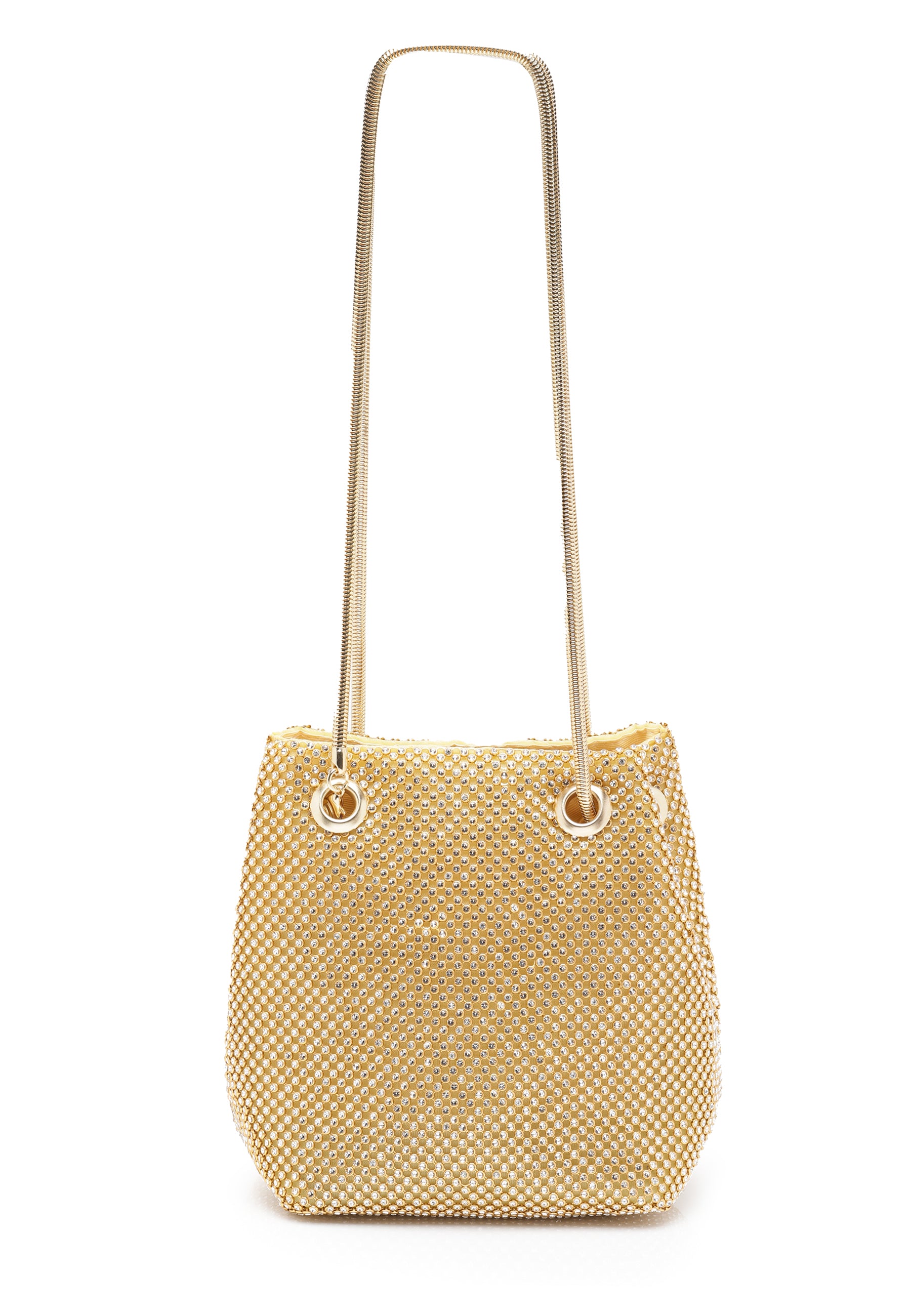 Clutch de hombro brillante en tono dorado