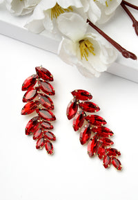 Boucles d'oreilles pendantes en forme de feuille rouge