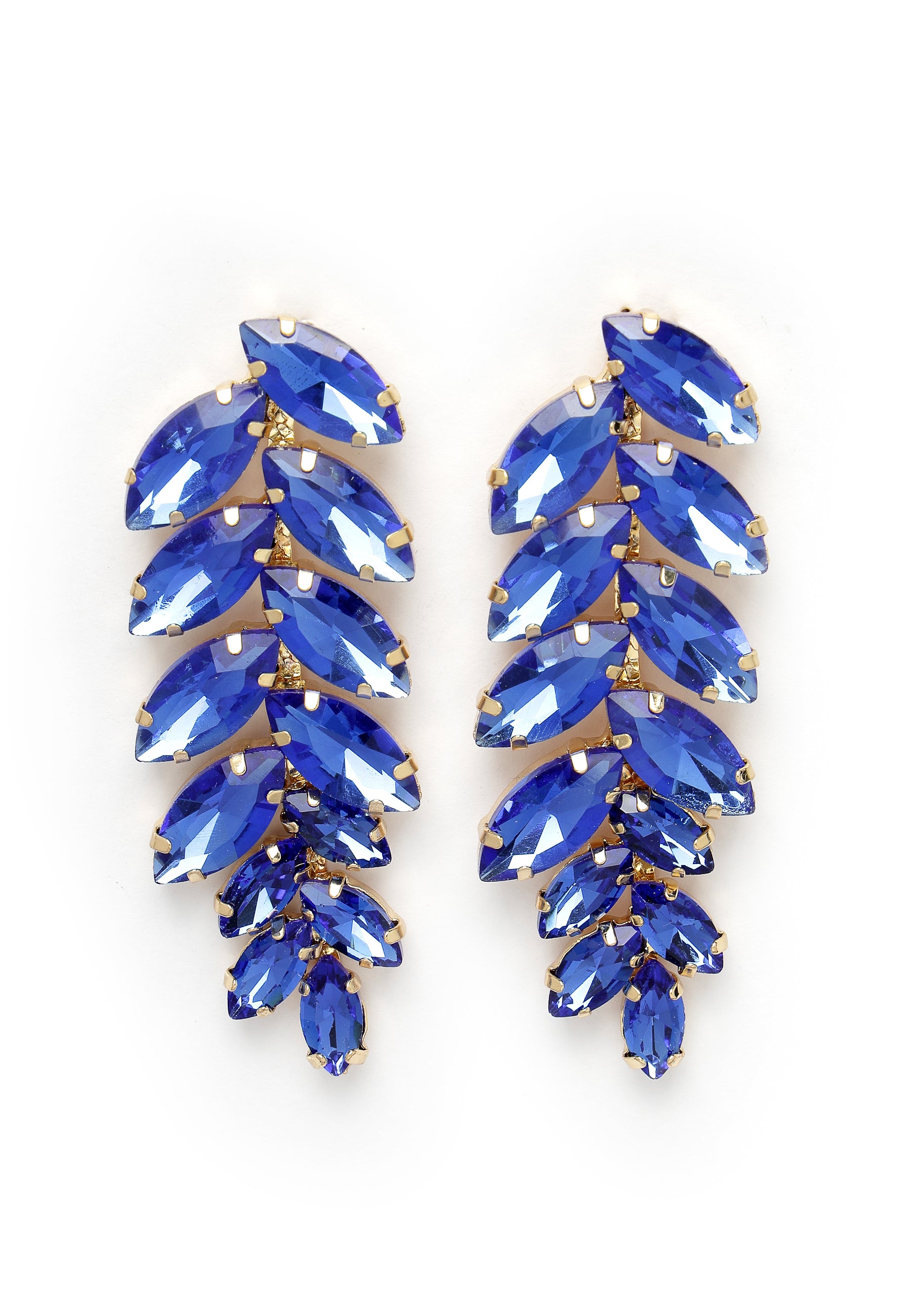 Boucles d'oreilles pendantes en forme de feuille bleu foncé