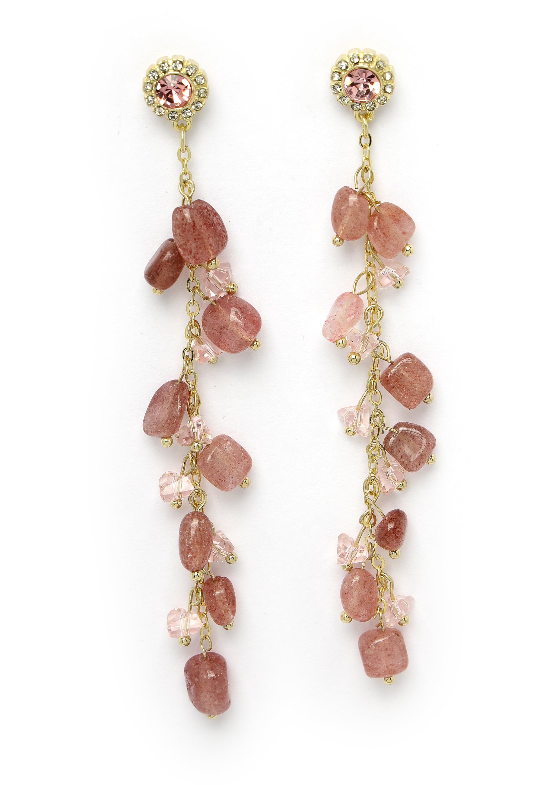 Sterling Pink Long Drop Earrings