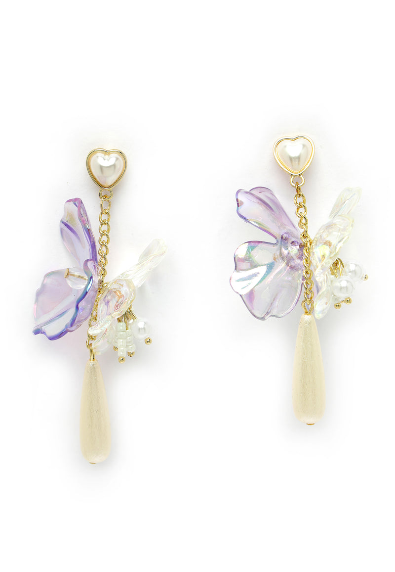 Lavender Butterfly Drop Earrings