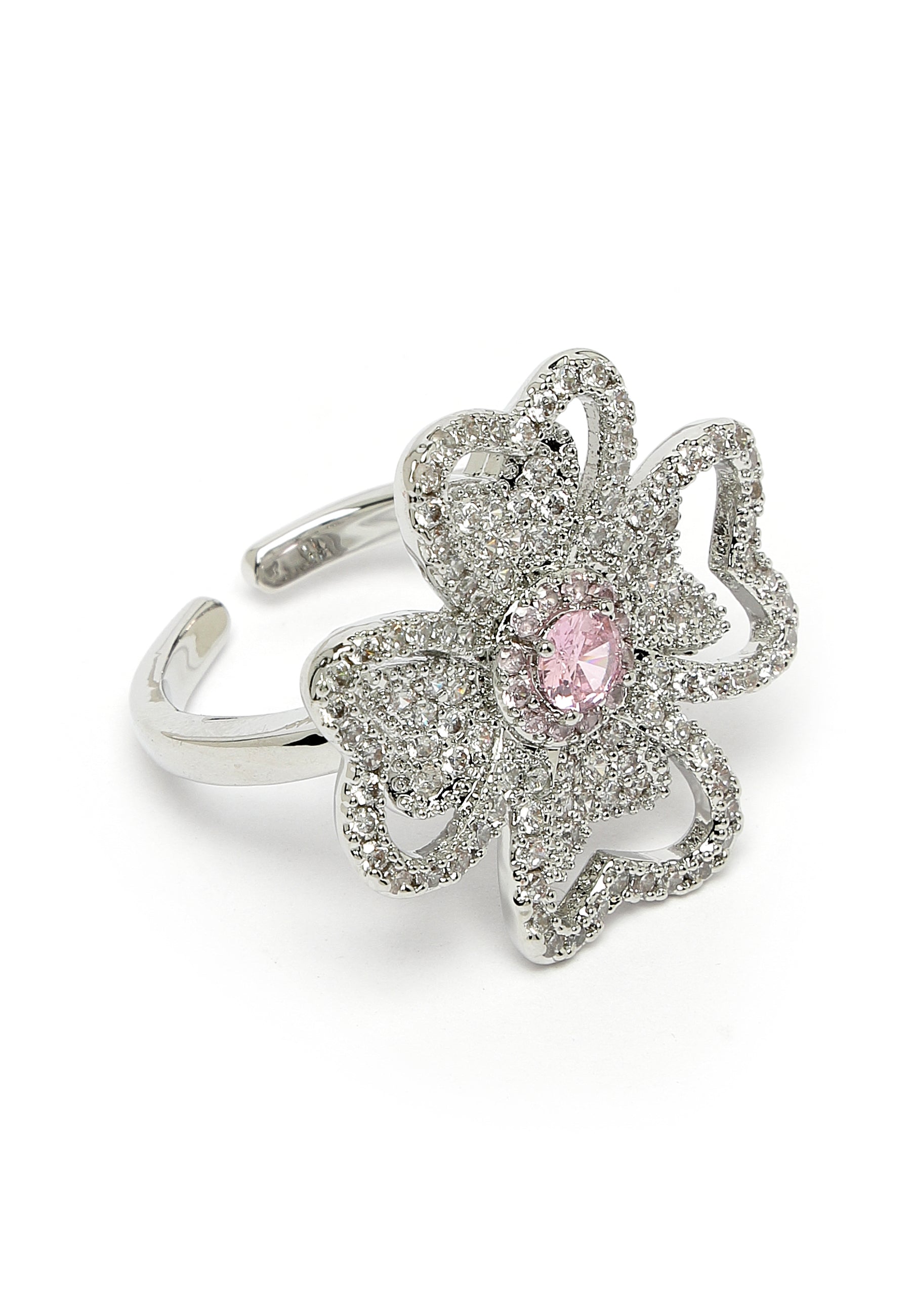 Anillo clásico floral de plata