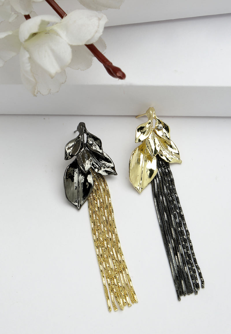 Leafy Long Fringe Earrings