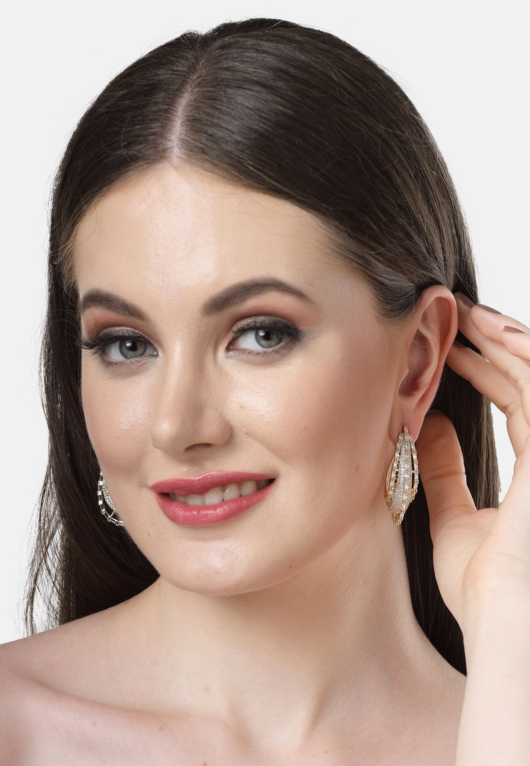 Cubic Zirconia Layered Hoops