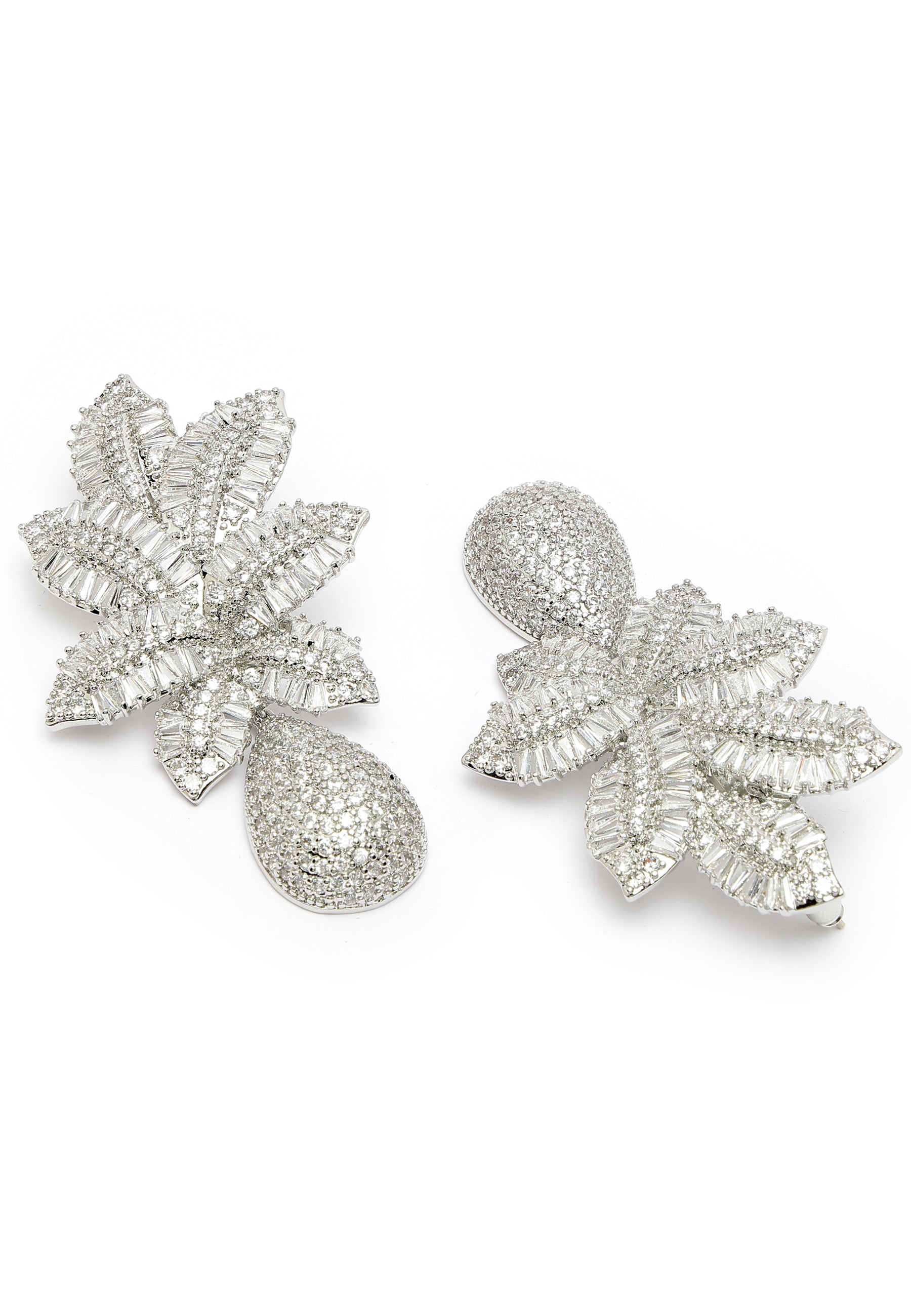 Cubic Zirconia Petal Drop Earrings