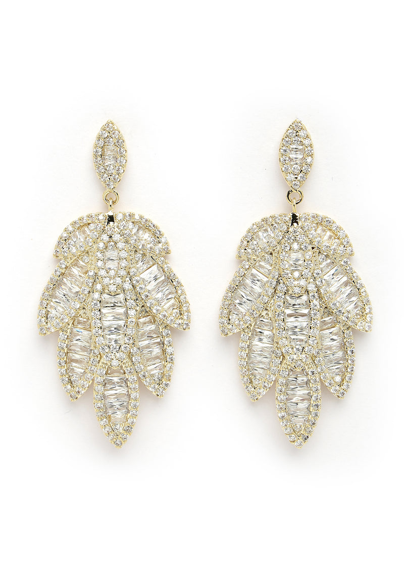 Cubic Zirconia Willow Leaf Dangle Earrings