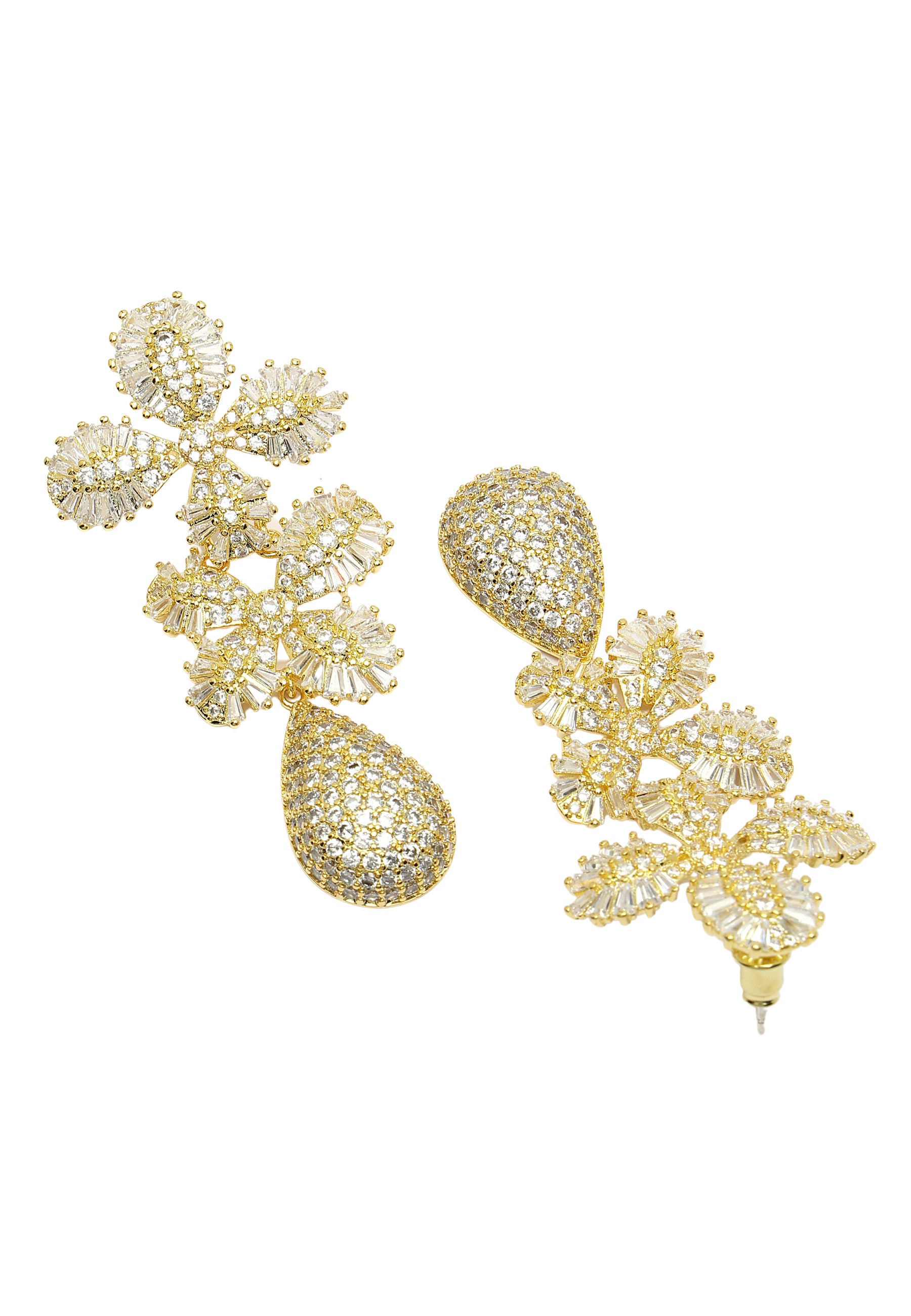 Cubic Zirkonia Dual Flower Drop korvakorut