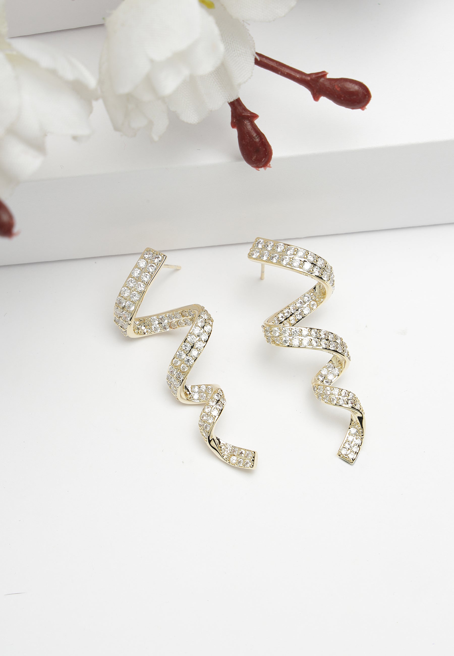 Cubic Zirconia Twisted Earrings