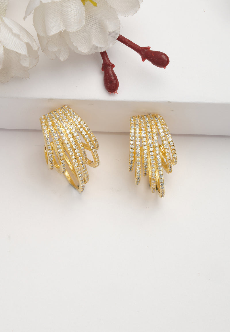 Cubic Zirconia Fringe Stud Earrings