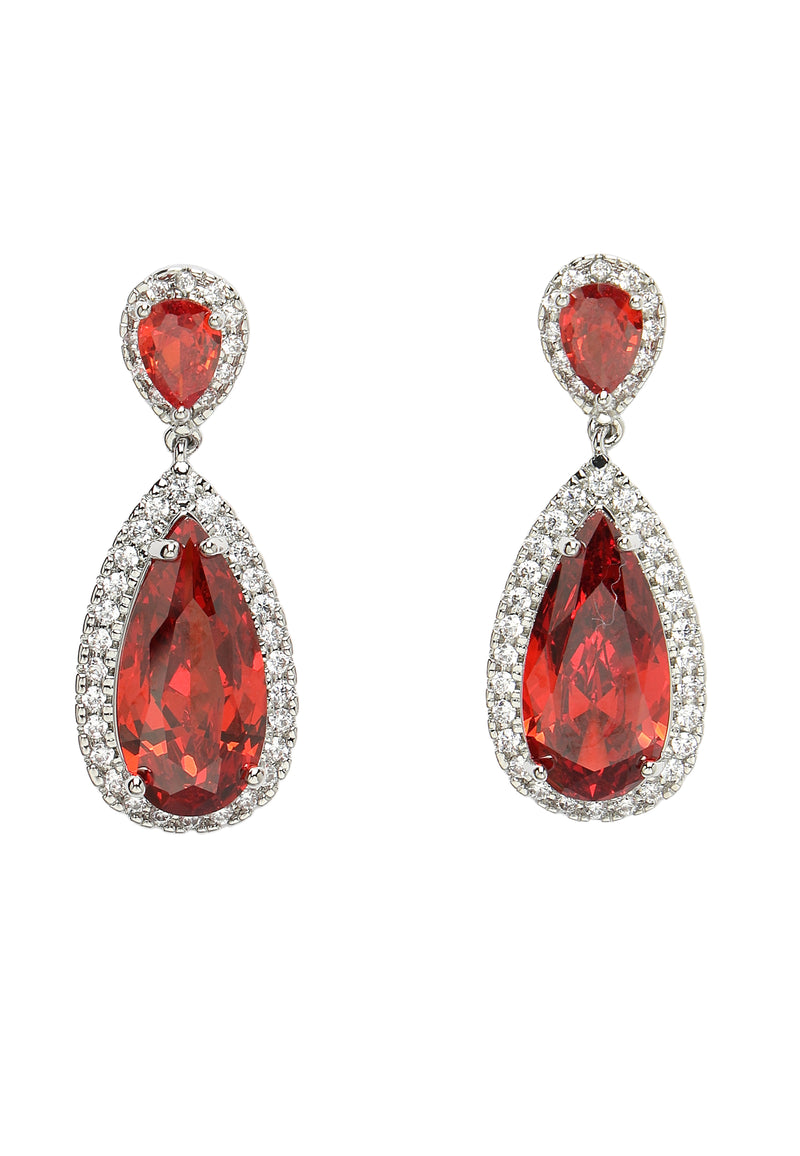 Zirkonia oorbellen in rood