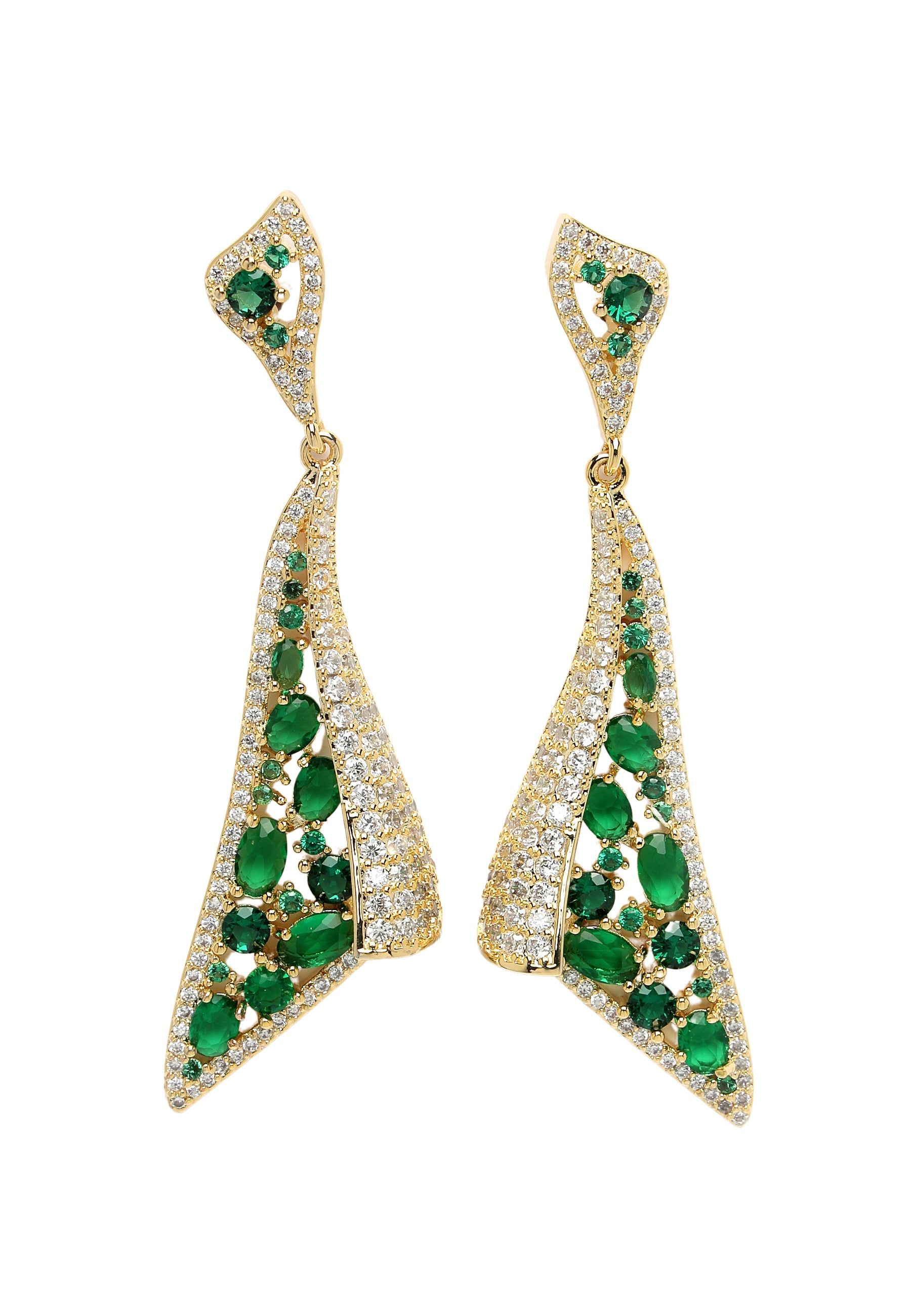 Zirconia Hollow Triantánach Dangle Earrings