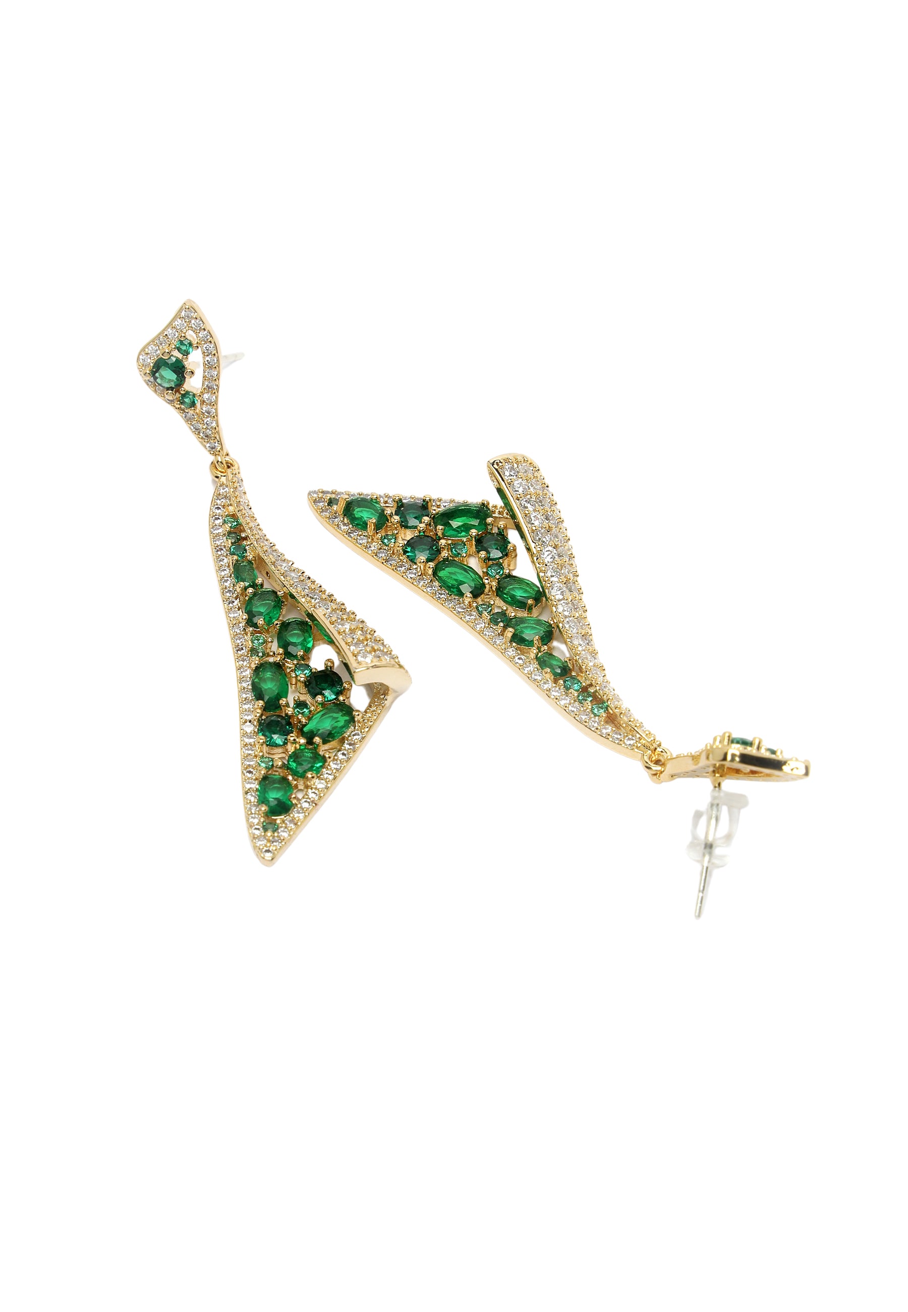 Zirconia Hollow Triantánach Dangle Earrings