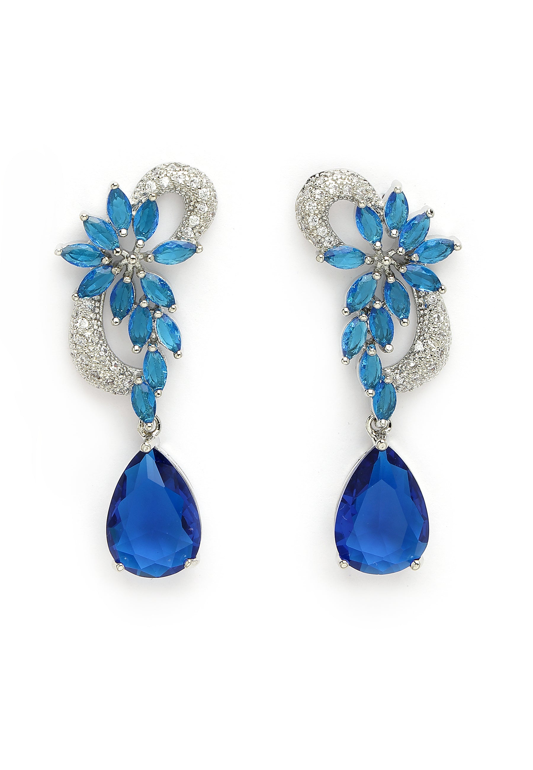 Modern Zirconia Floral Drop Earrings