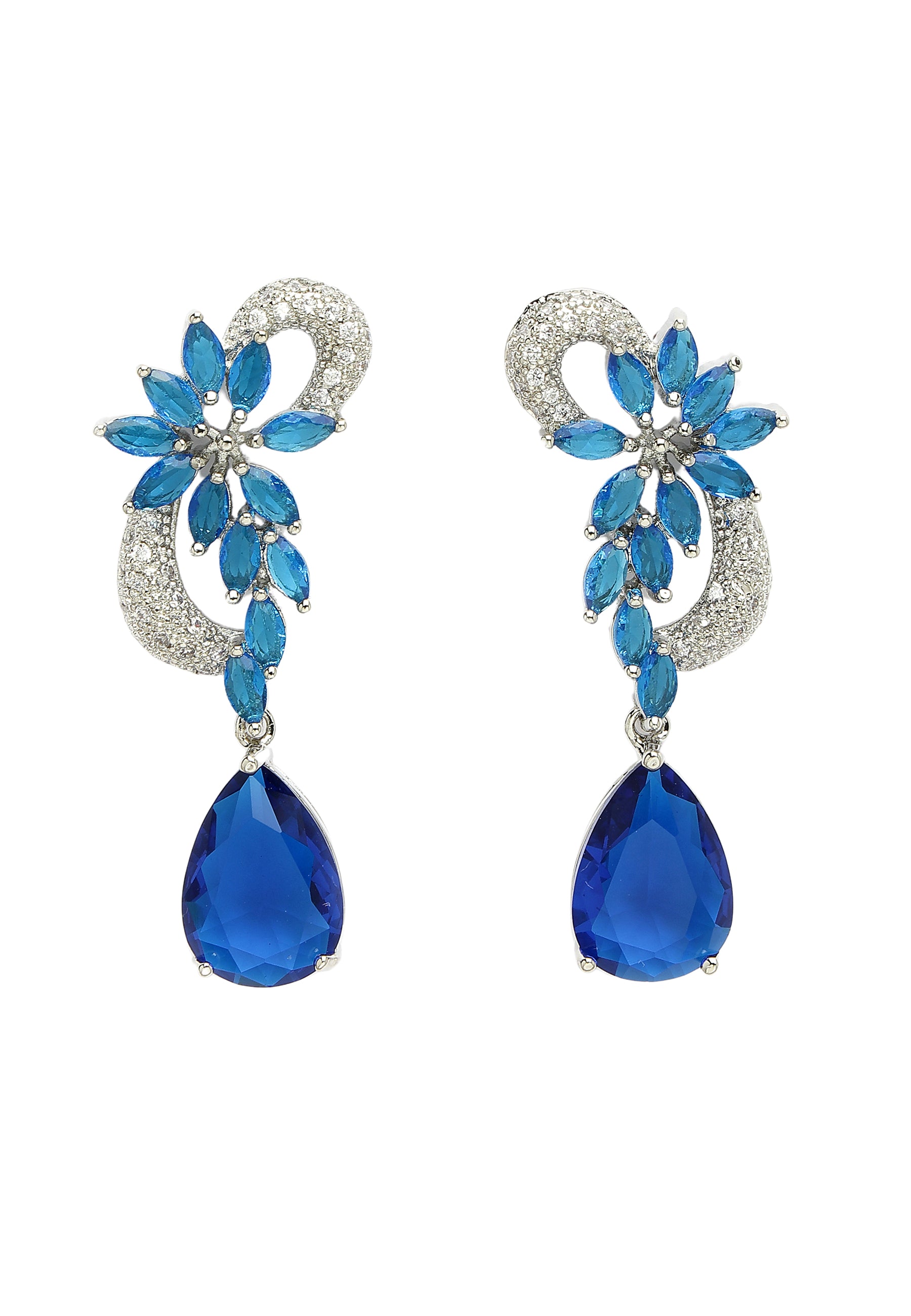 Modern Zirconia Floral Drop Earrings