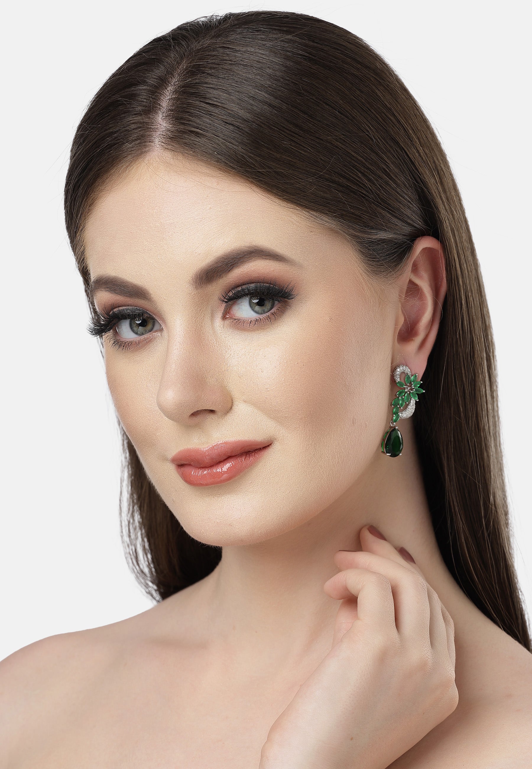 Modern Zirconia Floral Drop Earrings