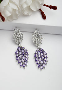 Cubic Zirconia Clustered Leaf Earrings