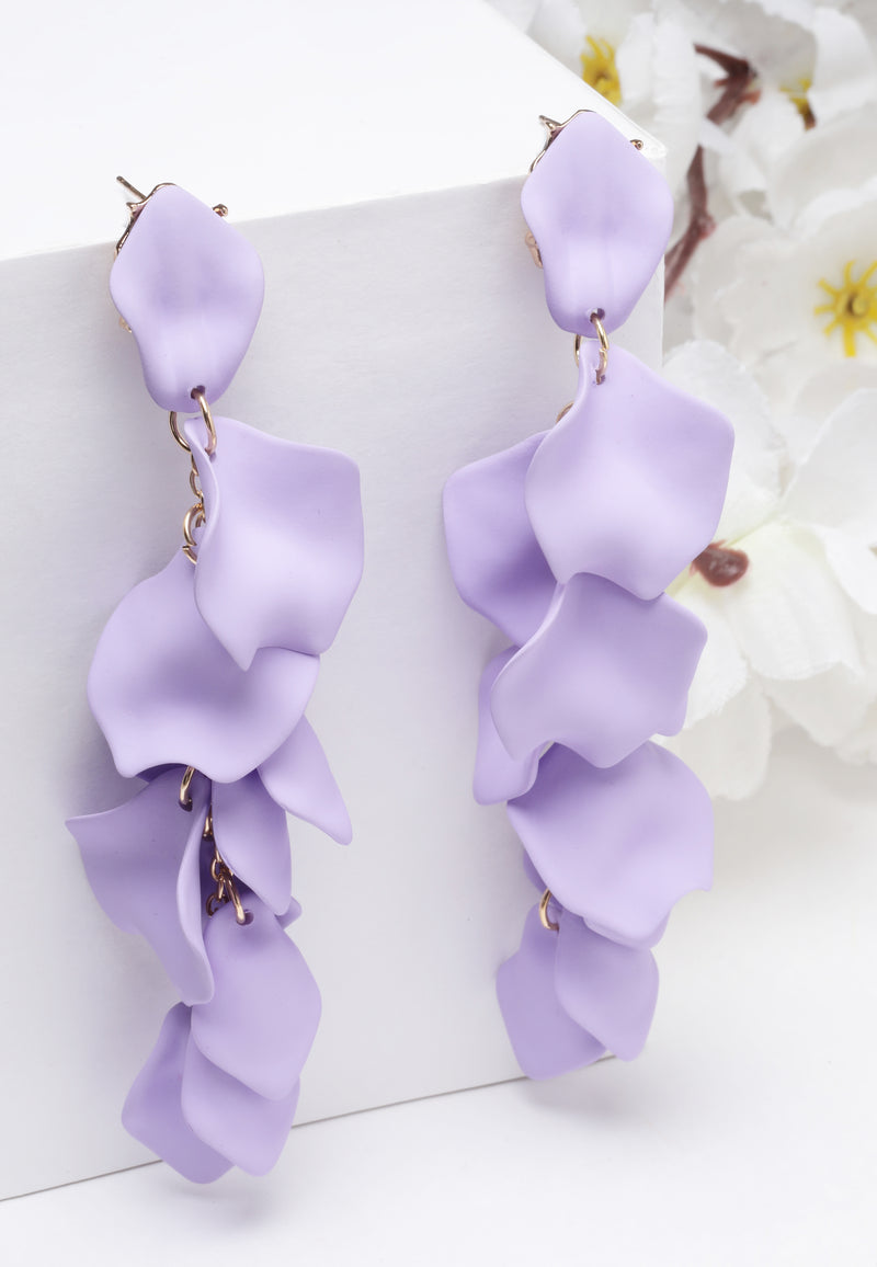 Lilac Rose Petal Shaped Danglers Earrings