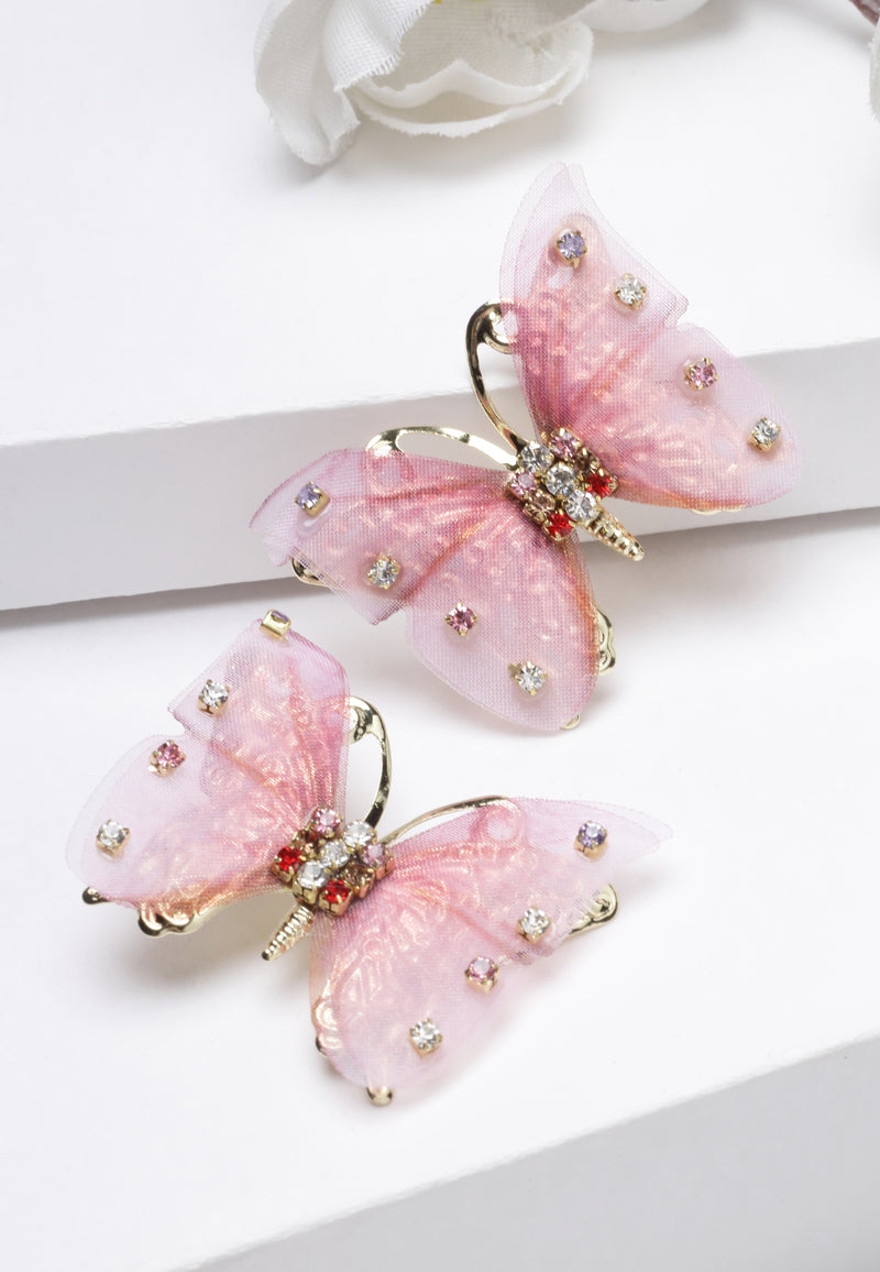 Boucles d'oreilles papillon rose