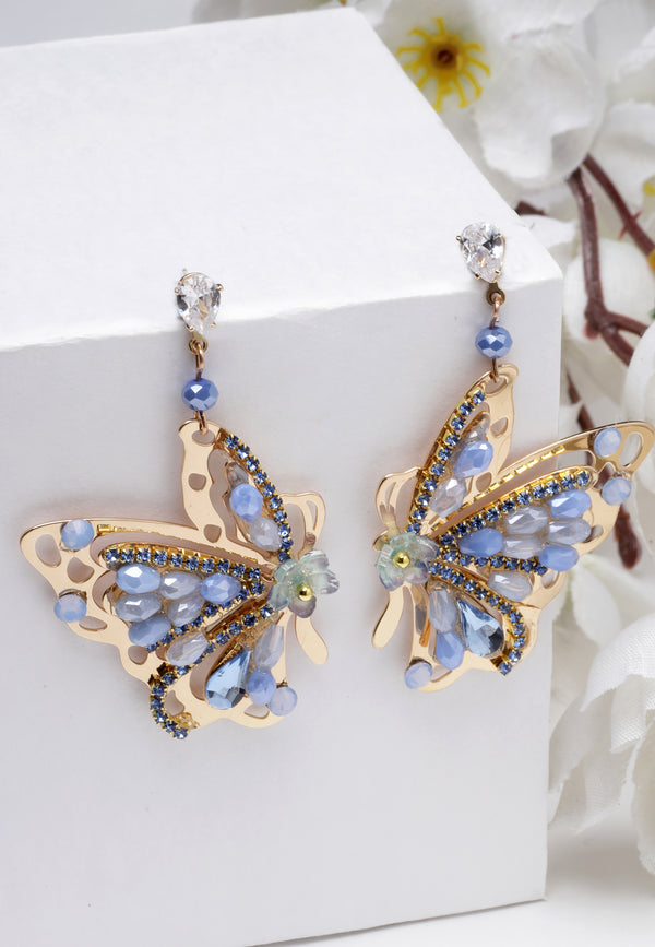 Pendientes de mariposa azul