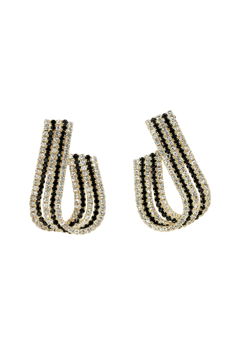 Pendientes de aro en forma de J de cristal blanco