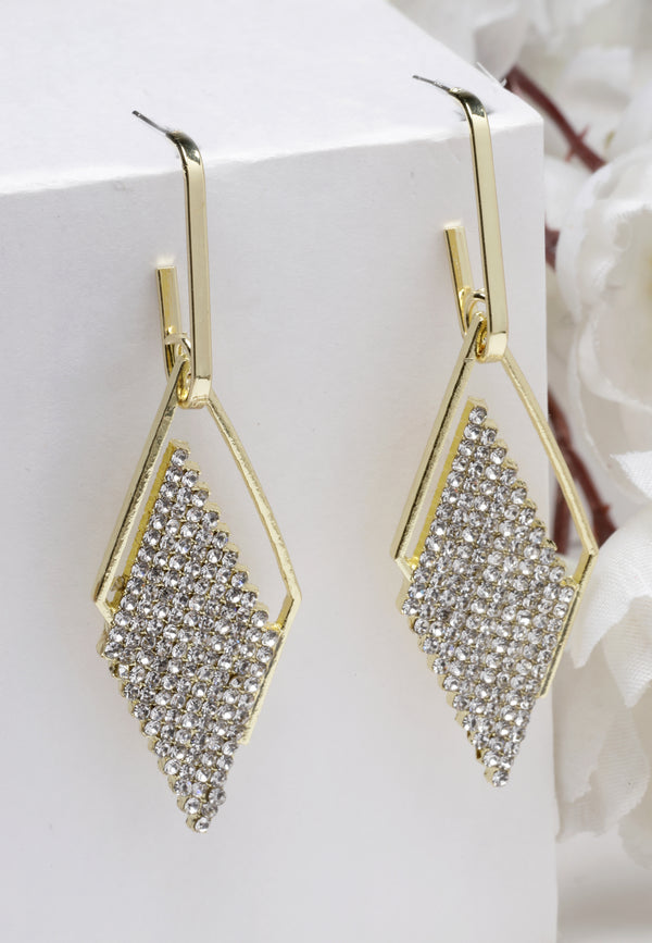 Boucles d'oreilles pendantes brillantes en forme de losange