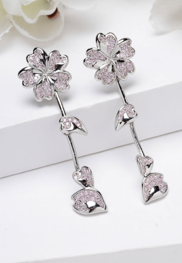 Iconic Silver-Colored Floral Drop Earrings