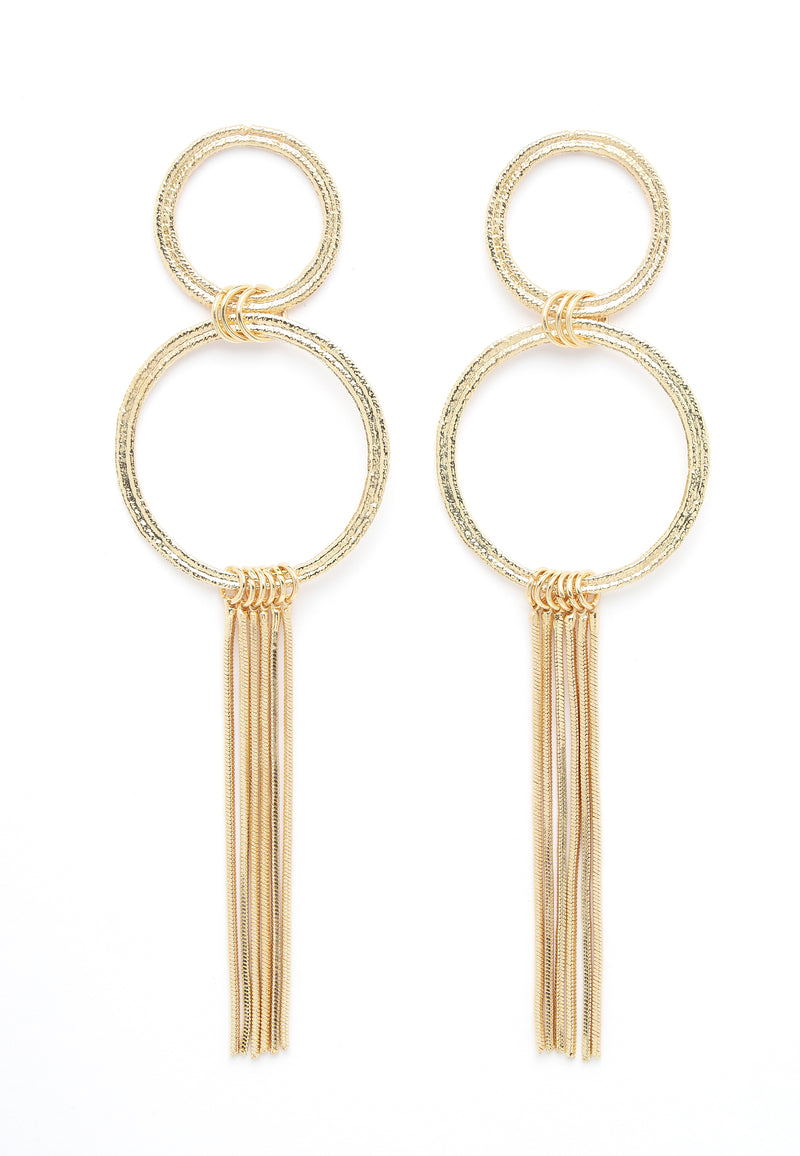 Eleganti orecchini con frange circolari in oro