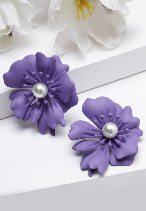 Floral Pearl Stud korvakorut violetti