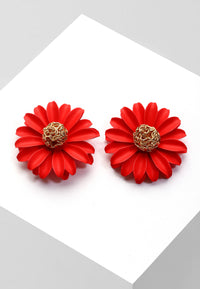 Red Floral Studs