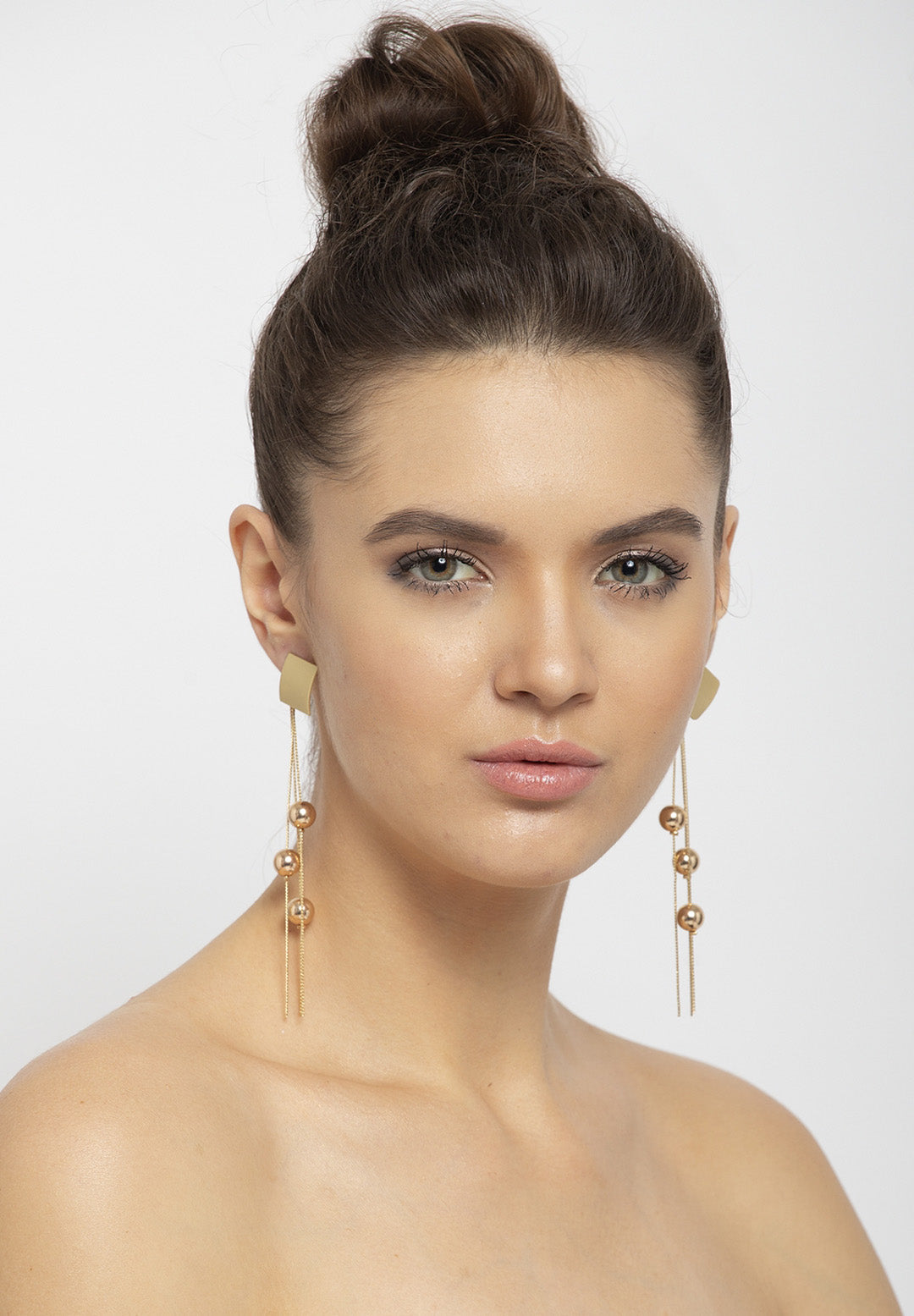 Contemporary Gold-Plated Drop Earrings