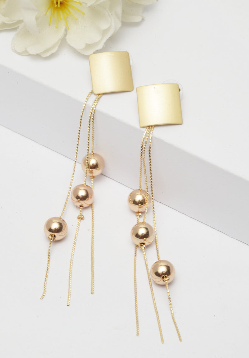 Contemporary Gold-Plated Drop Earrings