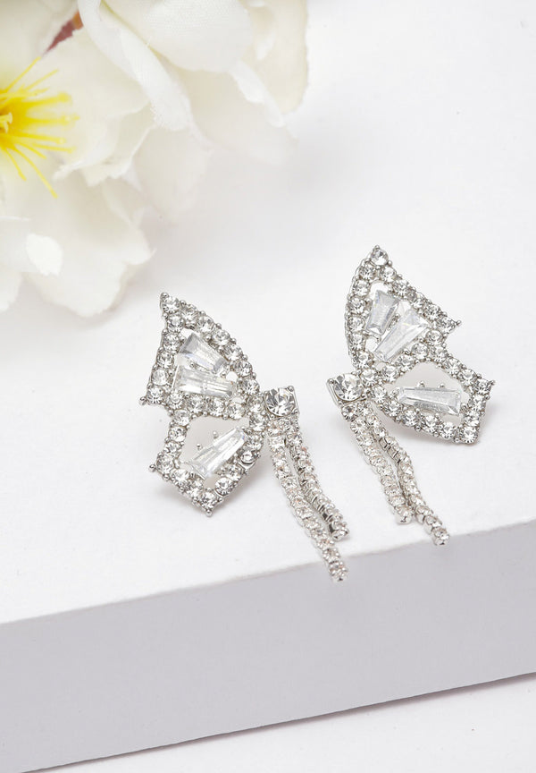 White Butterfly Crystal Stud Earrings