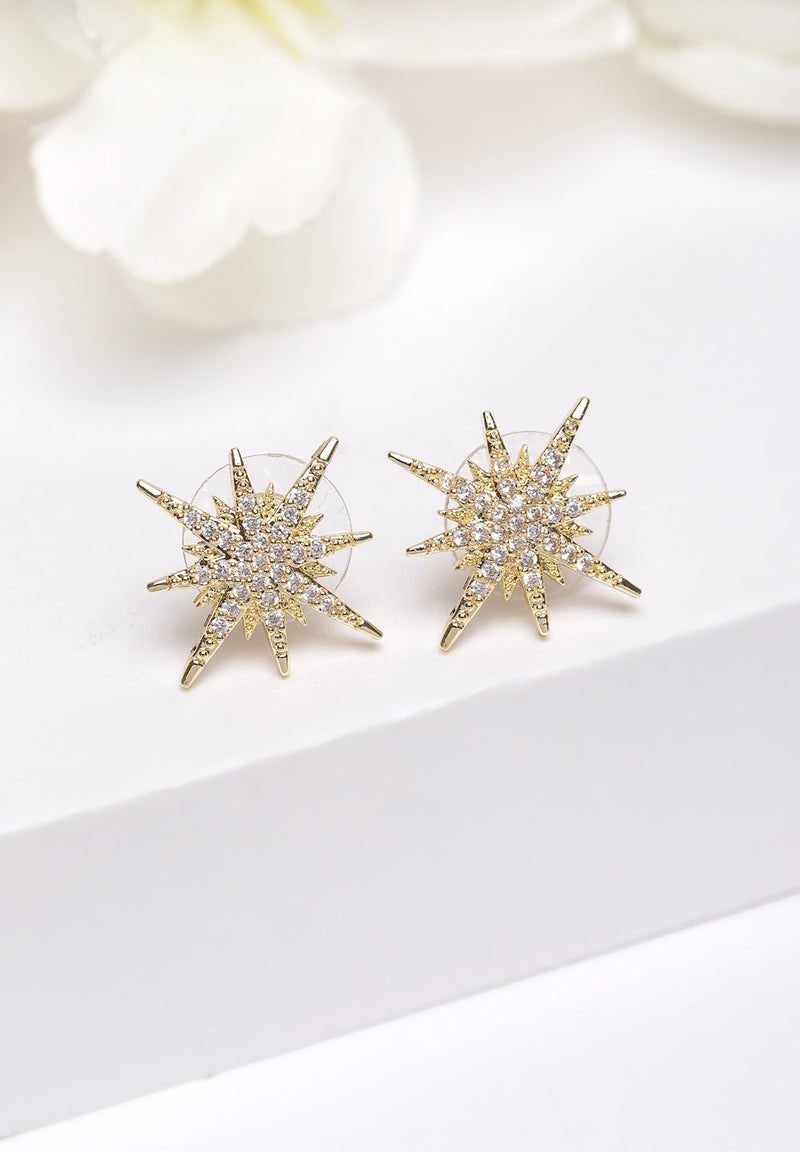 Gold Star Crystal Stud Earrings