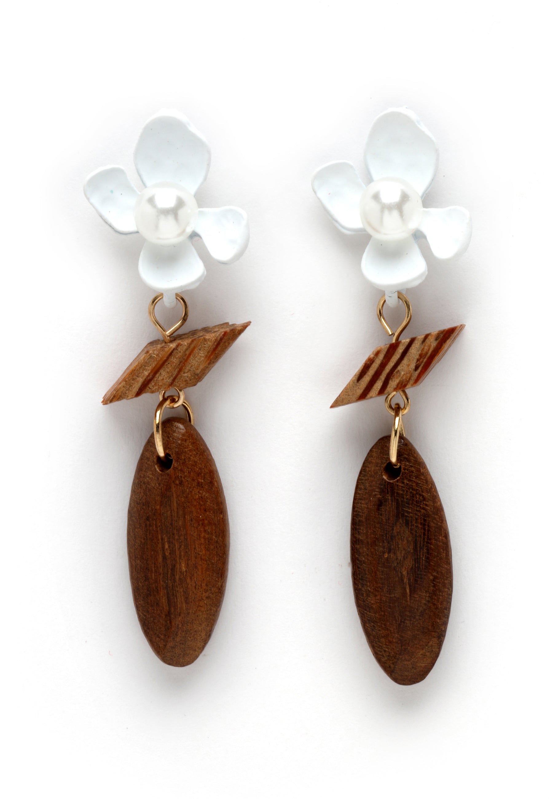 Boucles d'oreilles pendantes en bois