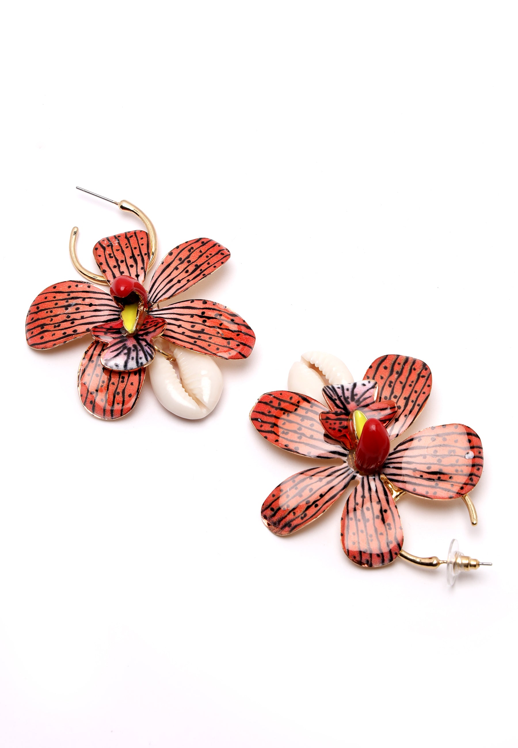 cowrie shell floral earring